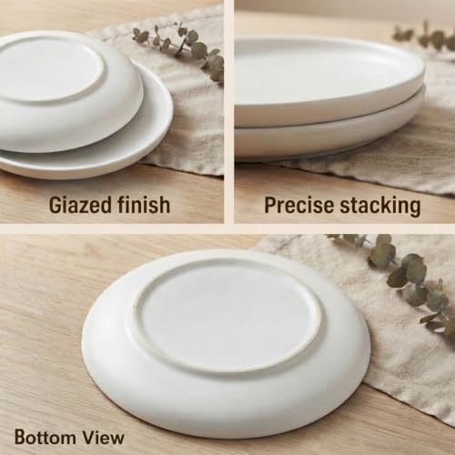 4 Pack Matte Ceramic Dessert Plates, 6 Inch White Appetizer Plates - Image 4