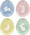 Bico Pastel Color Bunny Stoneware Salad Plates Set, Microwave & Dishwasher Safe, for Easter, Spring by Bico