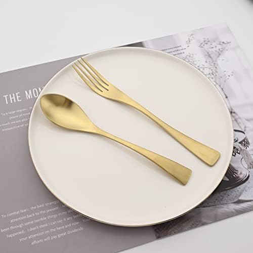Luxury 18/10 Stainless Steel Matte Champagne gold Flatware Set - Silverware Cutlery Utensil Set Steak Knife Spoon and Fork Knife Serving Set,Service for 1 (6-Piece) - Image 7