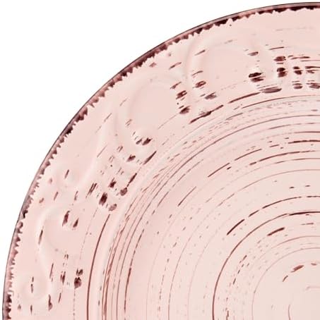 Pfaltzgraff Pink Trellis 12-Piece Dinnerware Set, Stoneware Plates and Bowls Sets for 4, Dishwasher and Microwave Safe, Rustic Garden-Inspired Design - Image 2