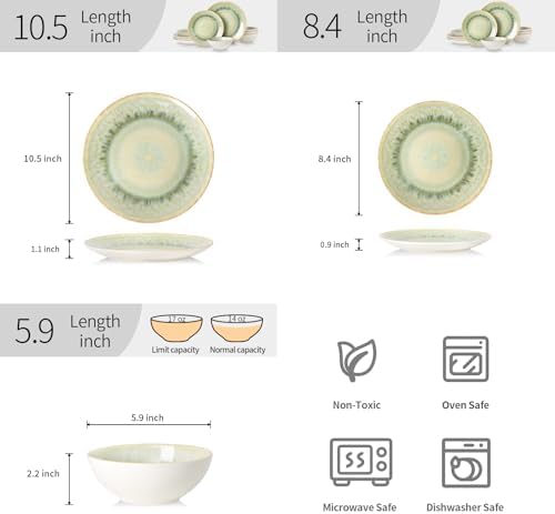 DOMICREVERY Ceramic Dinnerware Sets for 4, 12 pcs Plates and Bowls Sets - Image 3