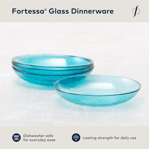 Fortessa Los Cabos Glass Dinnerware Collection, Coupe Entrée Bowl (Set of 4), 8.6 Inch/25oz, Lagoon Blue - Image 2