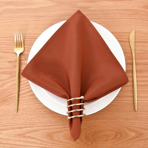 Wolkemer Set of 4 Rust Cloth Thanksgiving Napkins 17 x 17 Inches - Image 2