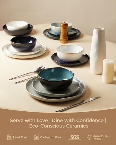 Pokini Ceramic Salad Plates Set of 6, 8inch Stoneware Small, Dessert Plates - Image 7