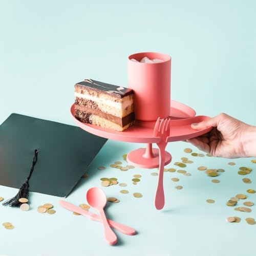 KNORK Eco Single Party Wine Holder, Appetizer Plate, Coral - Image 2