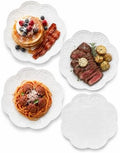 10 Inch White Ceramic Dinner Plates Set of 4, Embossed Floral Butterfly Plates with Scalloped Beaded Rim, Vintage Dinnerware for Family Meals, Pasta, Steak and Holiday Entertaining by SHIDACHENG