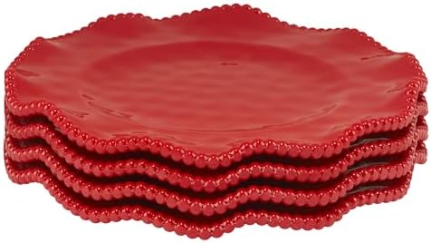 Certified International Perlette Red 9" Melamine Salad/Dessert Plates, Set of 4 - Image 2