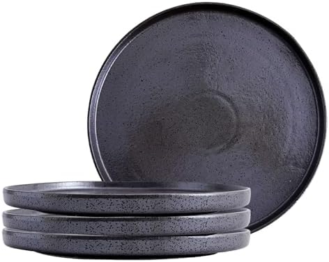 Ceramic Appetizer Plates, 8 Inch Dessert Plates/Salad Plate, Small Dinner Plates for Snacks, Side Dishes, Round Serving Plates (4, Dark Brown) by DealbyBox
