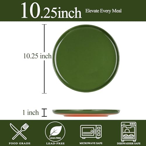10.25-Inch Dinner Plates, Set of 4, Forest Glaze Green - Image 2