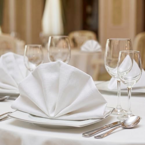 EHouseHome Waterproof Faux Linen Dinner Napkins, Set of 12, 17 x 17, White - Image 5