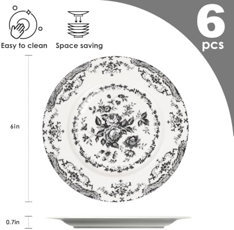 Dessert Plates Set of 6,6 Inch Mini Ceramic Plates - Image 3