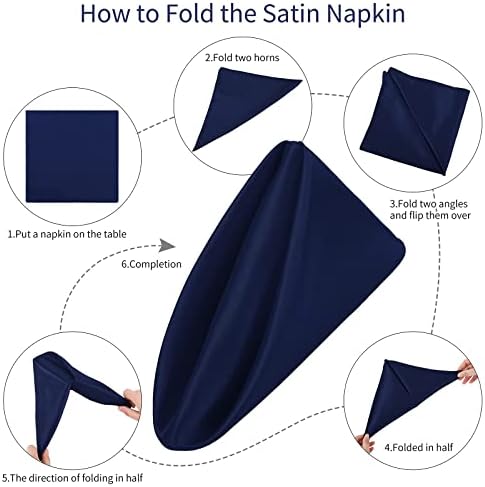 Aneco 16 Pack Square Satin Napkin Bright Silk Table Napkin Soft Smooth Fabric Table Napkin for Wedding Banquet Party Decoration, Navy Blue, 20 x 20 Inch - Image 3