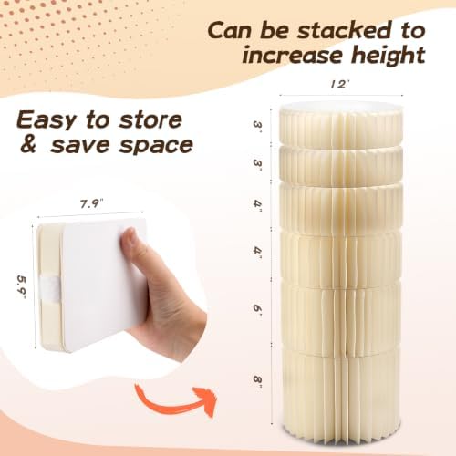 6 Pack Buffet Risers Foldable Food Display Risers Food Risers for Buffet Table Tall Cake Stands Cylinder Stands for Party Pedestal Cake Stand Dessert Table Display Set Cupcake Stands Cupcake Display (‌Cream, 6Pcs) - Image 3