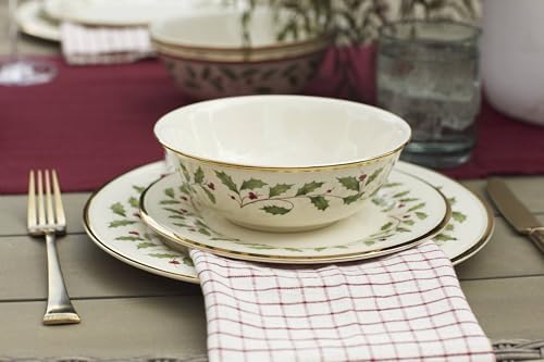Lenox Holiday Christmas Porcelain Dinnerware Plate and Bowl Set, 12-Piece - Image 3