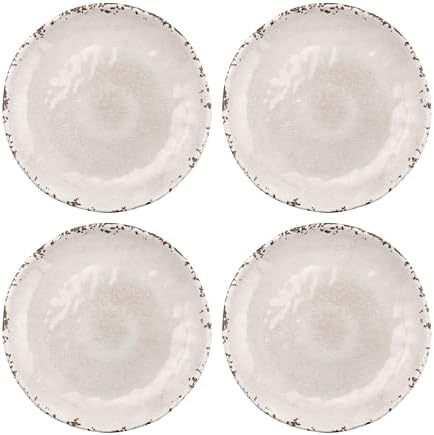 UP Crackle Melamine Round Dessert Plates, Small Serving Plates, for Appetizer, Snacks, and Side Dishes, Cream, 6 Inch, Set of 4 by UPware