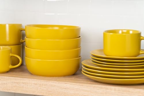 10 Strawberry Street Wazee Matte Coupe Dinnerware, Bowl, Yellow, Set of 6 - Image 4