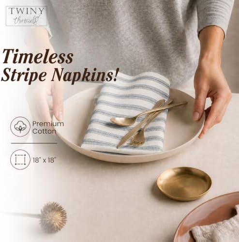 TWINY threads 12Pcs 100% Cotton Cloth Napkins, 18"x18", Reusable, Black - Image 5