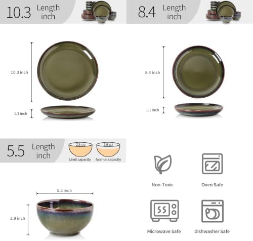 DOMICREVERY Ceramic Dinnerware Sets for 6, 18-piece Plates and Bowls Sets - Image 3