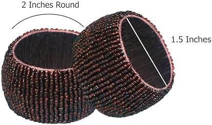 COTTON CRAFT Glitz Handmade Beaded Napkin Rings - Set of 12 - Brown - Image 3