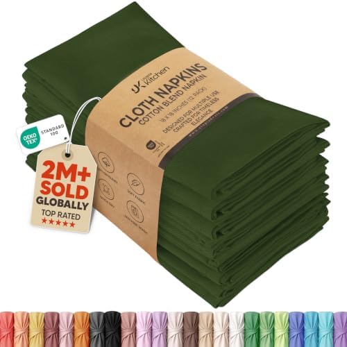 Utopia Kitchen Olive Cloth Napkins [12 Pack, 18x18 Inch] Absorbent Cotton Blend Washable and Reusable for Dinner, Restaurant, Lunch, Wedding and Hotel by UTOPIAKITCHEN