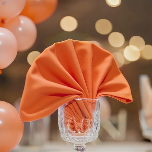 FOLINS&HOME Orange Cloth Napkins Set of 12, Decorative 20x20 Inch Napkins - Image 2