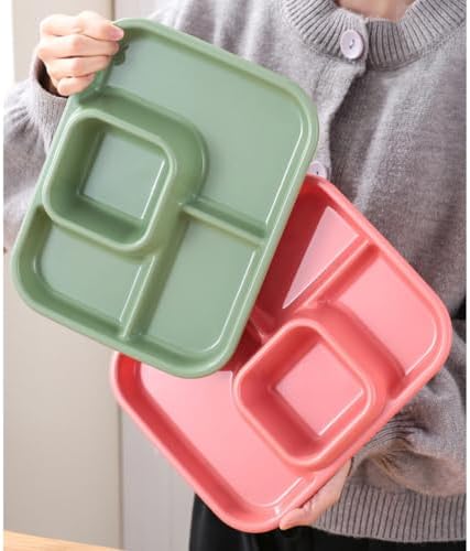 Unbreakable Rectangular Divided Plates for Adults 4 Sections Portion Control Plates Set of 2 Plastic Dinner Plate for Camping Outdoor or Every Day Use - Image 6