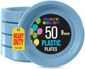 Party Solids Sturdy Light Blue Plastic Plates 9" Party Plates 50 Pcs by Exquisite