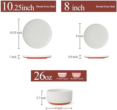 24 Piece Dinnerware Set, Dish Set for 8, Stardust Glaze White - Image 3