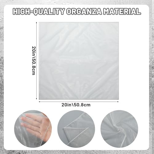 Tigeen 12 Pcs Organza Dinner Napkins 20x20 Sheer Sparkly,Silver Gray - Image 4
