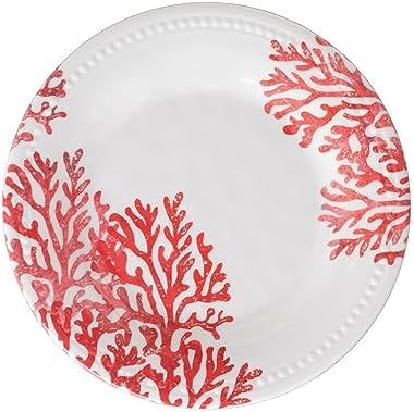 UP Red Coral Melamine Round Dessert Plates, Small Serving Plates, for Appetizer, Snacks, and Side Dishes, Red, 6 Inch, Set of 4 - Image 4