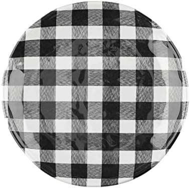 UP Gingham Melamine Round Dessert Plates, Small Serving Plates, for Appetizer, Snacks, and Side Dishes, Black, 6 Inch, Set of 4 - Image 5