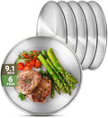 Metal Camping Plates, 6 Pack 9.1 inch 304(18/8) Stainless Steel Plates, Reusable Pizza Food Serving Snack Eating Salad Dishes Round Shatterproof Plate Silver Dinnerware Dinner Oven Safe by Offiper