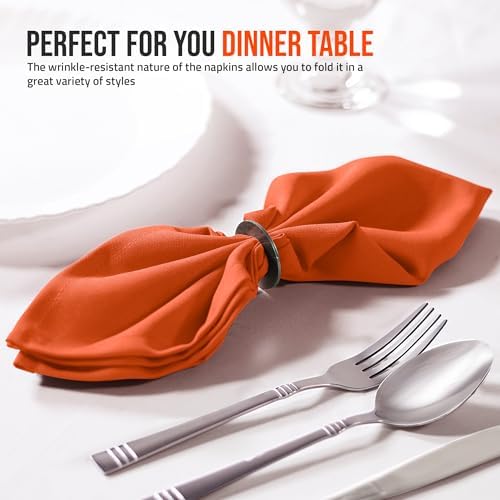 Utopia Home [12 Pack, Orange] Cloth Napkins 18x18 Inches, 100% Polyester - Image 6