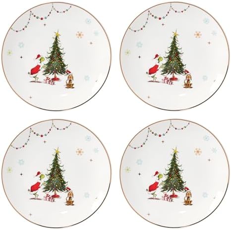 Lenox Merry Grinchmas Porcelain Christmas Dinner Plate Set for 4 by Lenox