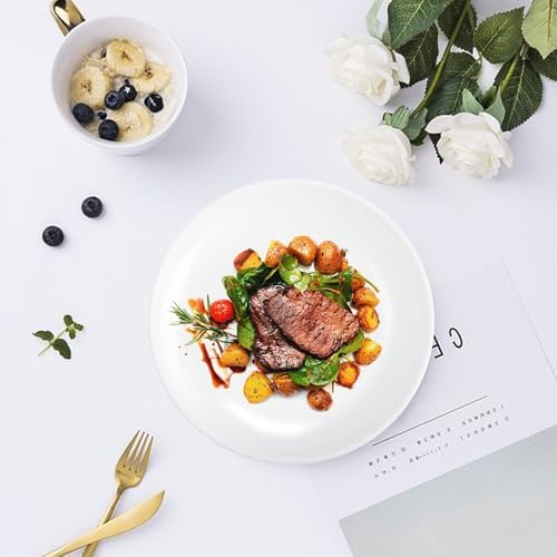 8 Pack 6 Inch White Ceramic Dessert Plates, Round - Image 6