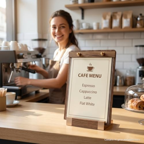 1 Pack 6 x 8 Wood Sign Holder with Slanted Base, Vertical Display - Image 2