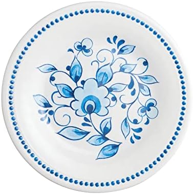 UP UPware Blue and White Floral Melamine Round Dessert Plates, Small Serving Plates, for Appetizer, Snacks, and Side Dishes, Blue, 6 Inch, Set of 4 - Image 3