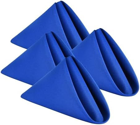 Wolkemer Set of 4 Royal Blue Cloth Napkins 17x17 Inches Washable Napkins by Wolkemer