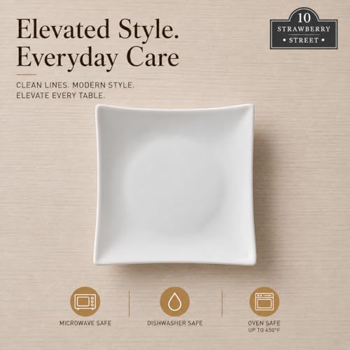 10 Strawberry Street 6" Catering Square Coupe Appetizer Plate, Set of 12,White - Image 6