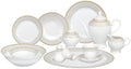 Lorren Home Trends 57-Piece Porcelain Dinnerware Set, Alina-GD, Service for 8 by LorrenHomeTrends