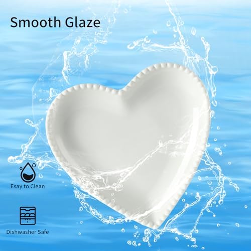 7.5” White Porcelain Heart Shape Appetizer Plates Set of 8 - Image 6