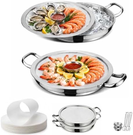 Shrimp Cocktail Serving Dish with Ice Tray, 2-Set 12 Inch Platter by Unknown