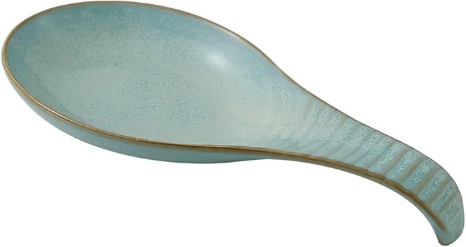 Spoon Rest for Stove Top, Ceramic Spoon Holder Large 9 Inches, Spault Rest for Kitchen Counter Coffee Spoon Holder Cooking Utensil Rest, Farmhouse Kitchen Décor, Christmas Gift, Green
