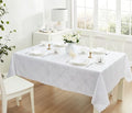Newbridge Holiday Ribbons Bows White 60 x 84 Rectangle Tablecloth | Thanksgiving Christmas Jacquard Damask Table Cover, Water Stain Wrinkle Resistant, Winter Formal Dinner Party Dining Décor by HomeBargainsPlus