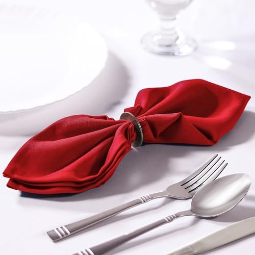 Utopia Home [12 Pack, Red] Cloth Napkins 17x17 Inches, 100% Polyester - Image 4