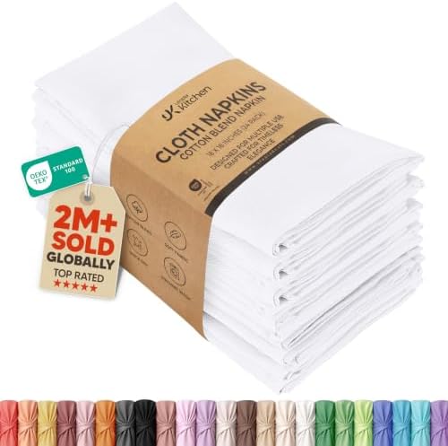 Utopia Kitchen Cotton Blend White Cloth Napkins [24 Pack, 18x18 Inch] by UTOPIAKITCHEN