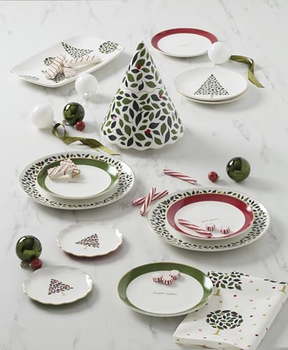 kate spade new york Evergreen Rim Christmas Plates, Appetizer Set for 4 - Image 6