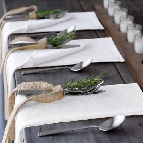 EHouseHome Jacquard Dinner Napkins, Set of 12, 17 x 17, White - Image 4