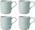 Lenox French Perle Scallop Ice Blue Mug Set, 4-Piece, Stoneware, Microwave and Dishwasher Safe by Lenox
