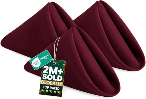 Utopia Home Burgundy Cloth Napkins (12 Pack, 20x20 Inches), Ideal Dinner Napkins for Party, Wedding and Lunch/Dinner by UTOPIAHOME